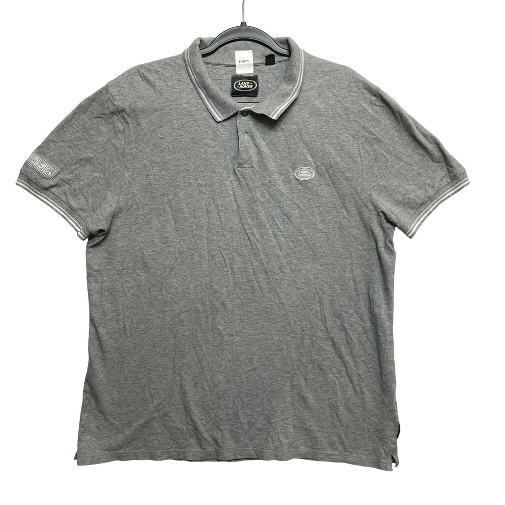 Land Rover Polo Shirt Mens XXL Gray Short Sleeve Pique Cotton Embroidered Logo